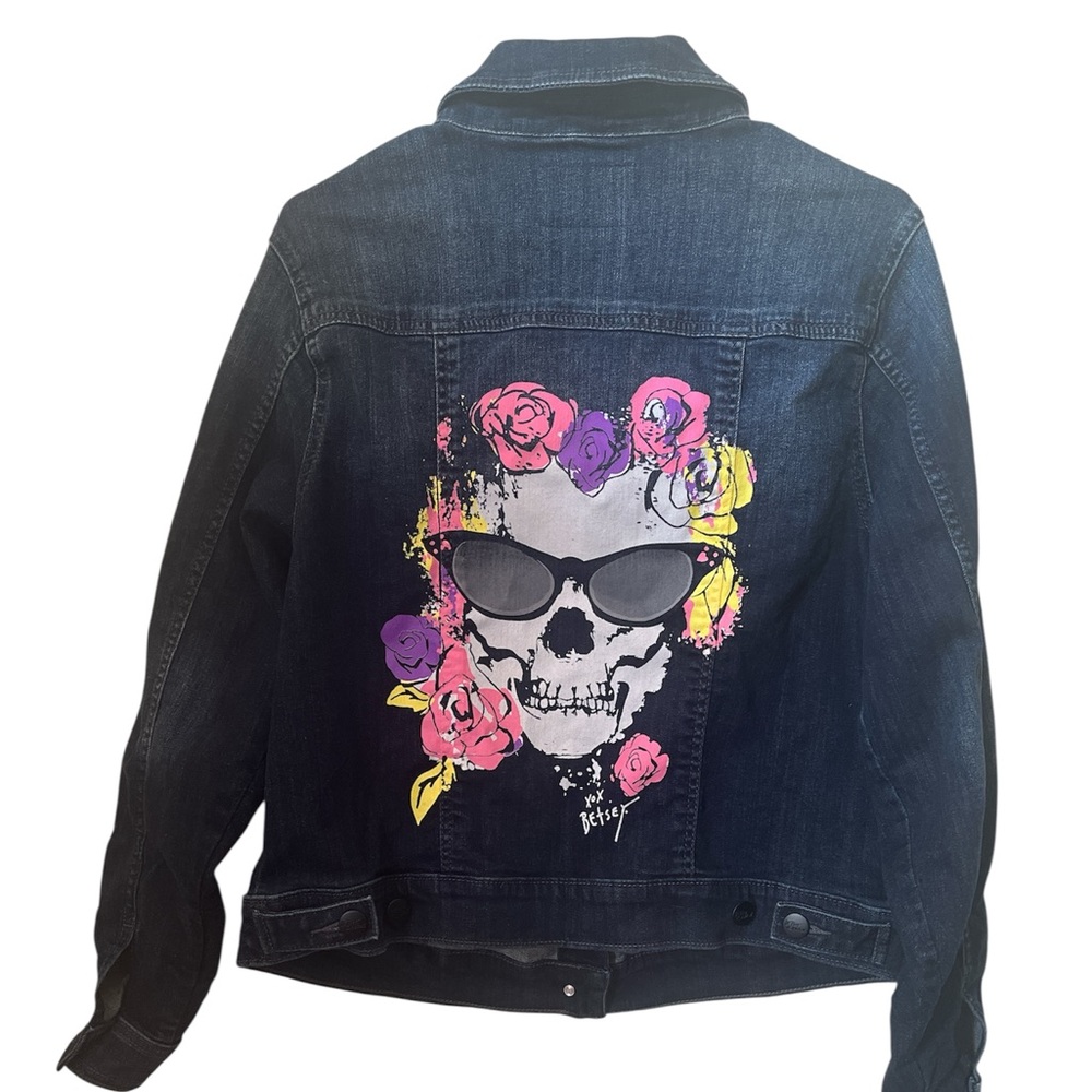 Betaey Johson by Torrid Denim Jacket with Skull and Floral Design